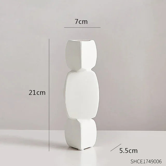 Modern Minimalist Ceramic Vase | Nordic Home Decor Flower Vase for Living Room & Shelf Display