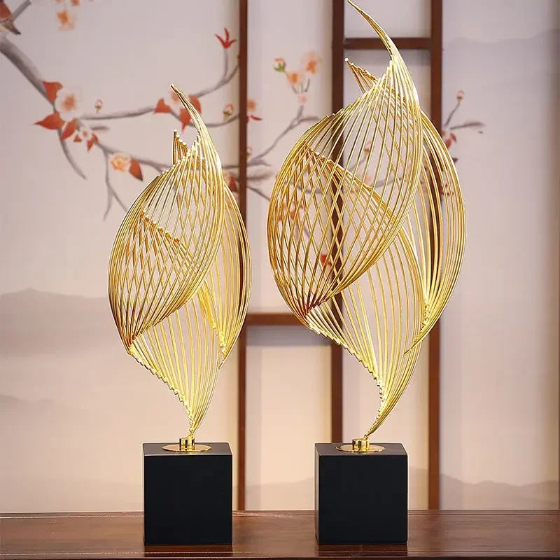 Abstract Gold Metal Sculpture | Modern Home & Office Decor Statue