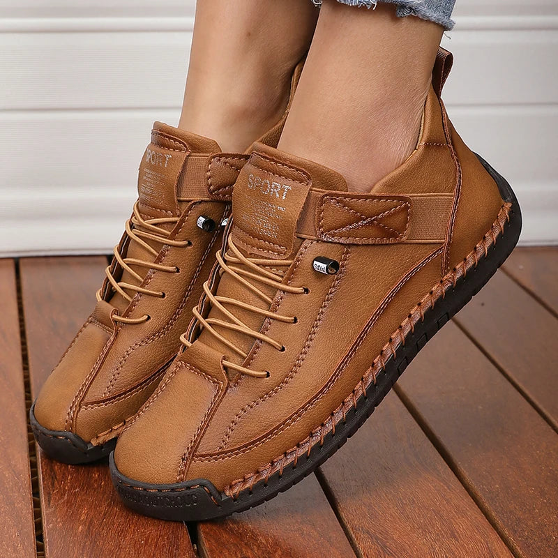 Women's Retro British-Style Lace-Up Ankle Boot — Waterproof Microfiber