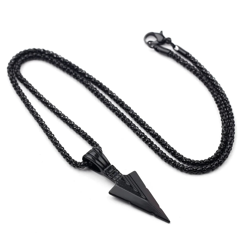 FBA Men's Black Long Arrow Pendant Necklace | Hip Hop Punk Rock Jewelry