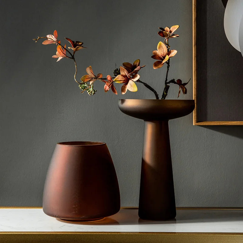Nordic Frosted Glass Vase | Luxury Hydroponic Flower Vase for Home Decor