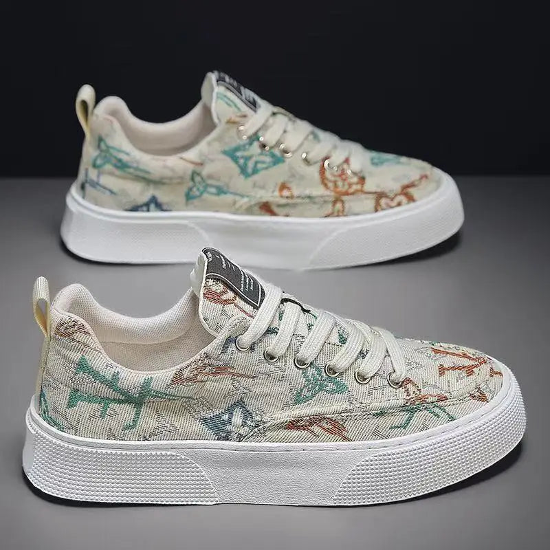 FBA Men's Ethnic Style Platform Board Shoes | Breathable Flat Sneakers