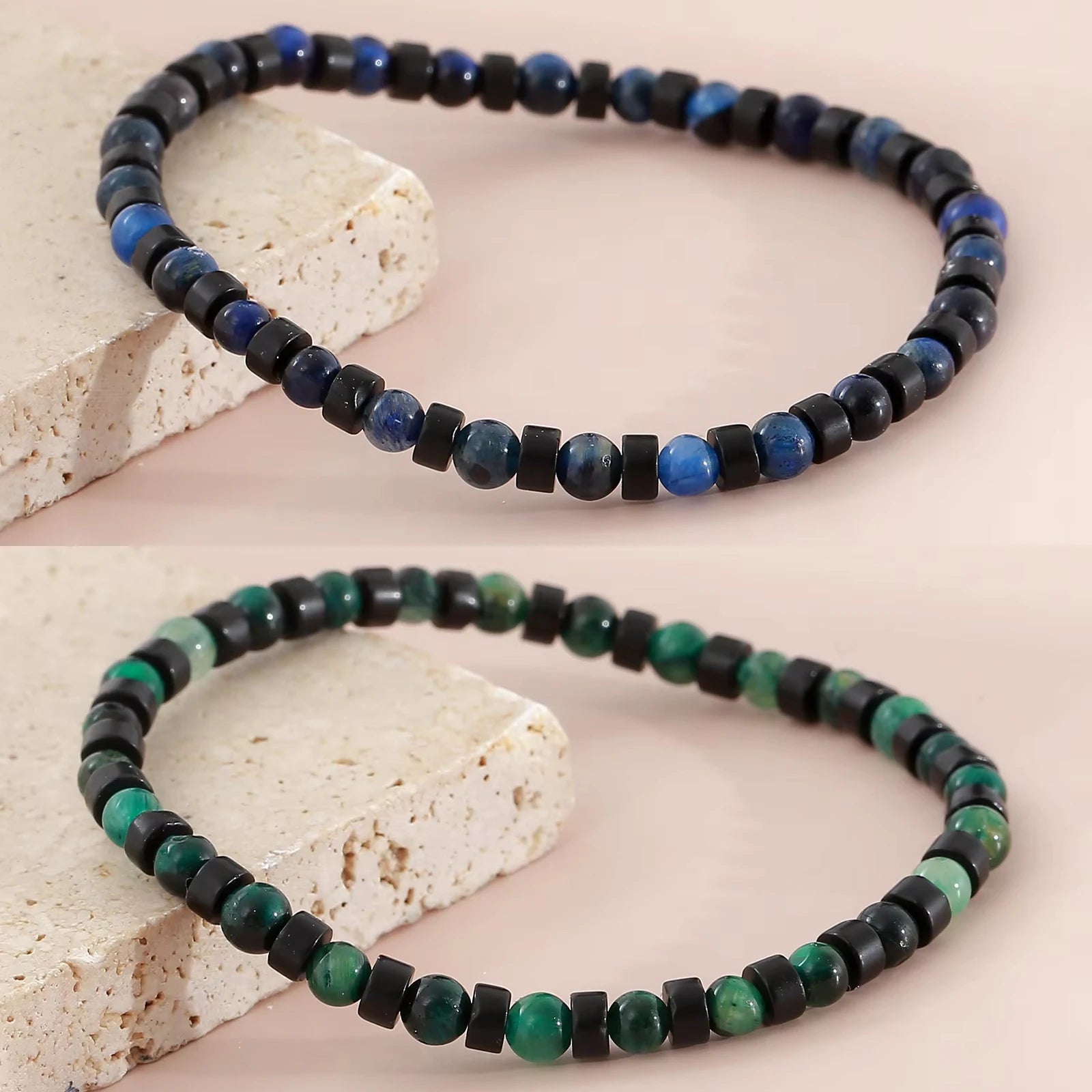 FBA Men's Natural Stone Beaded Elastic Bracelet | Handmade Jewelry Gift