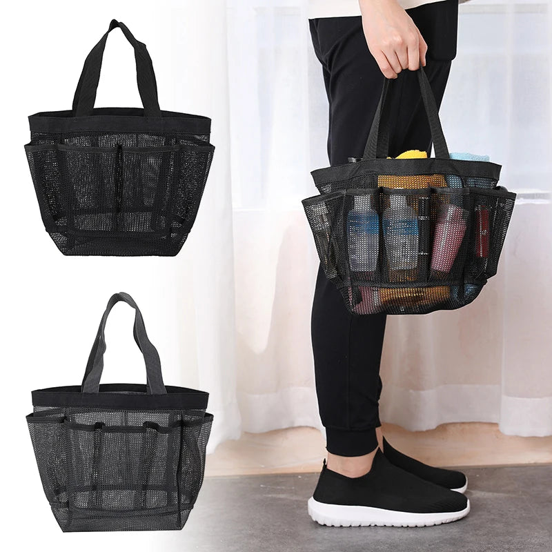 Mesh Beach Tote Bag with 8 Pockets – Waterproof Foldable Oversized Pool Bag