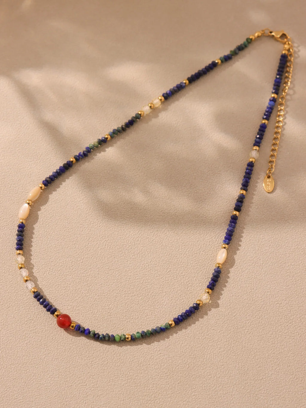 FBA Women's Ethnic Natural Stone Necklace | Stainless Steel Luxury Jewelry