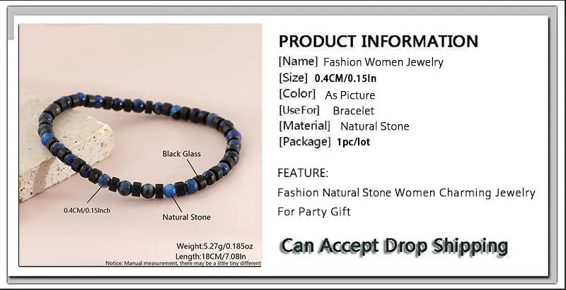 FBA Men's Natural Stone Beaded Elastic Bracelet | Handmade Jewelry Gift