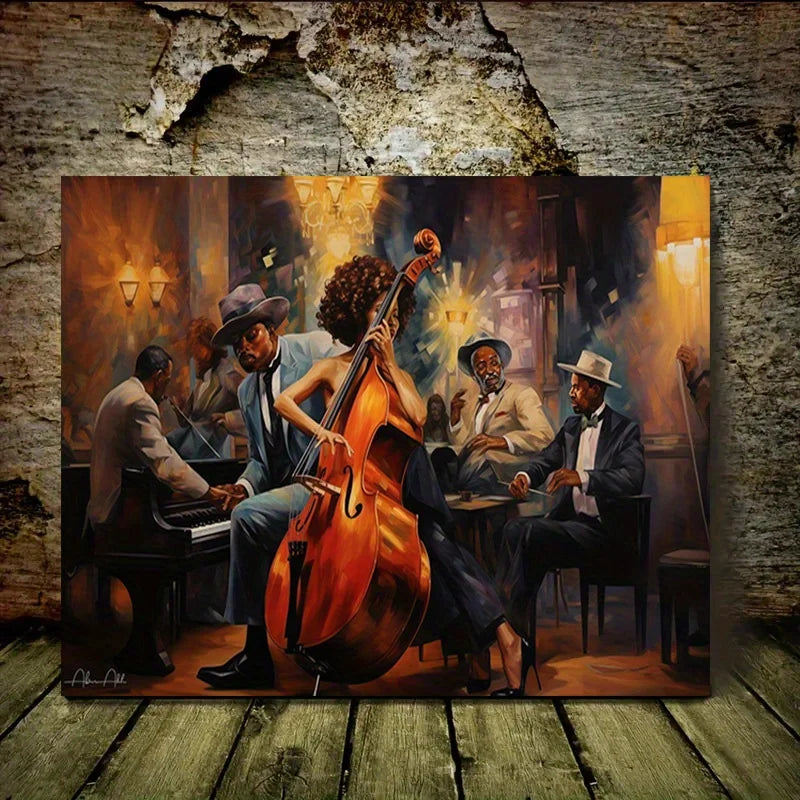 African American Jazz Band Canvas Print | Large Wall Art for Home Decor & Party Backgrounds