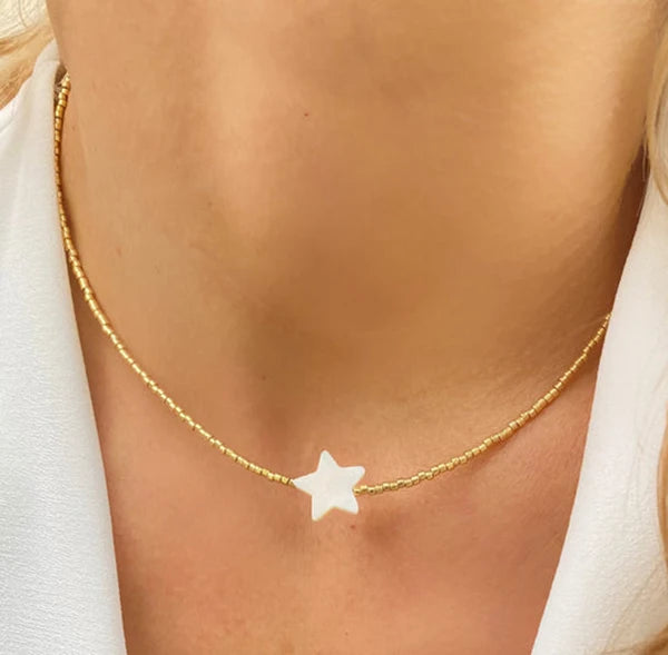 FBA Bohemian Gold Beads Pearl Pendant Necklace | Beach Vacation Jewelry