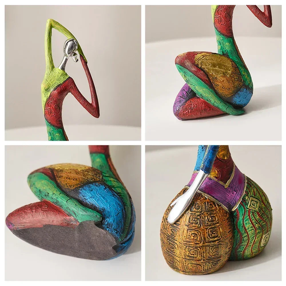Abstract Female Sculpture | Hand-Painted Resin Art Figurine for Living Room, Desk & Home Decor