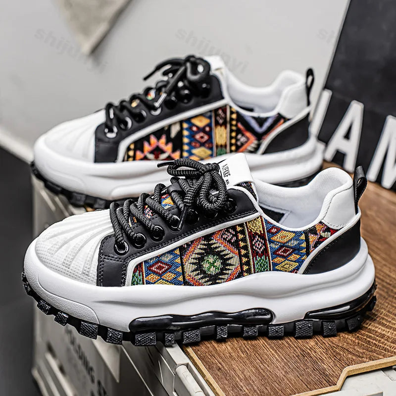 FBA Men's Low Top Thick Soled Platform Sneakers | Casual Sports Shoes