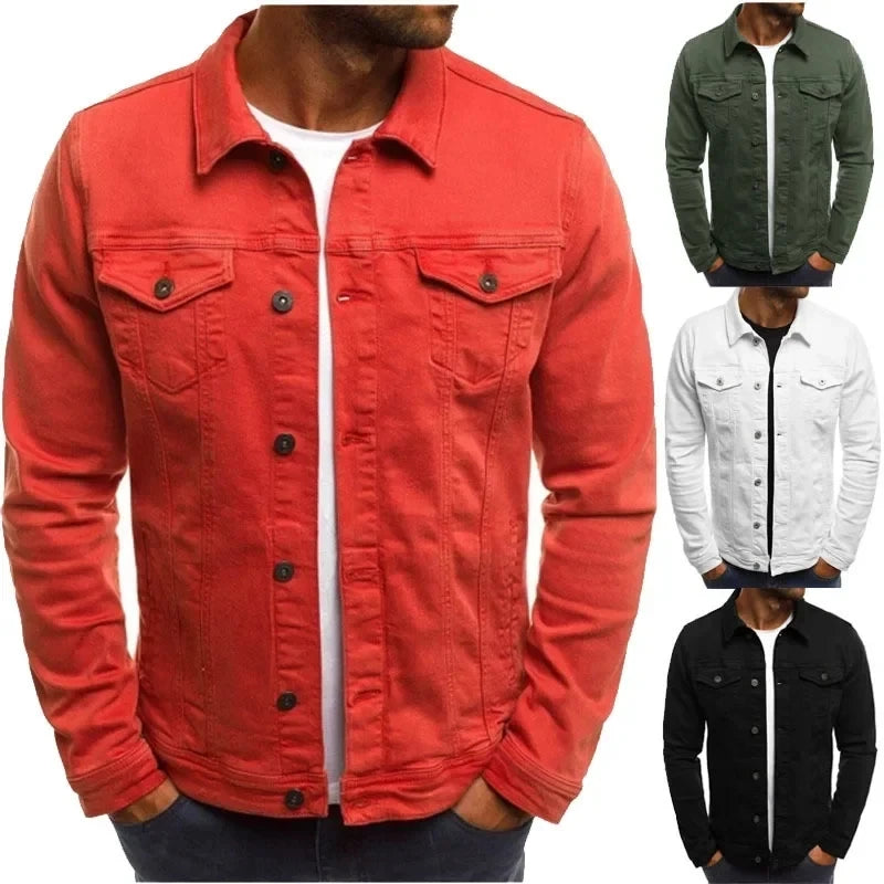 Men's Hip Hop Slim Fit Denim Jacket – Streetwear Cowboy Cotton Jean Coat | 6 Colors | M–4XL | FBA Vibes