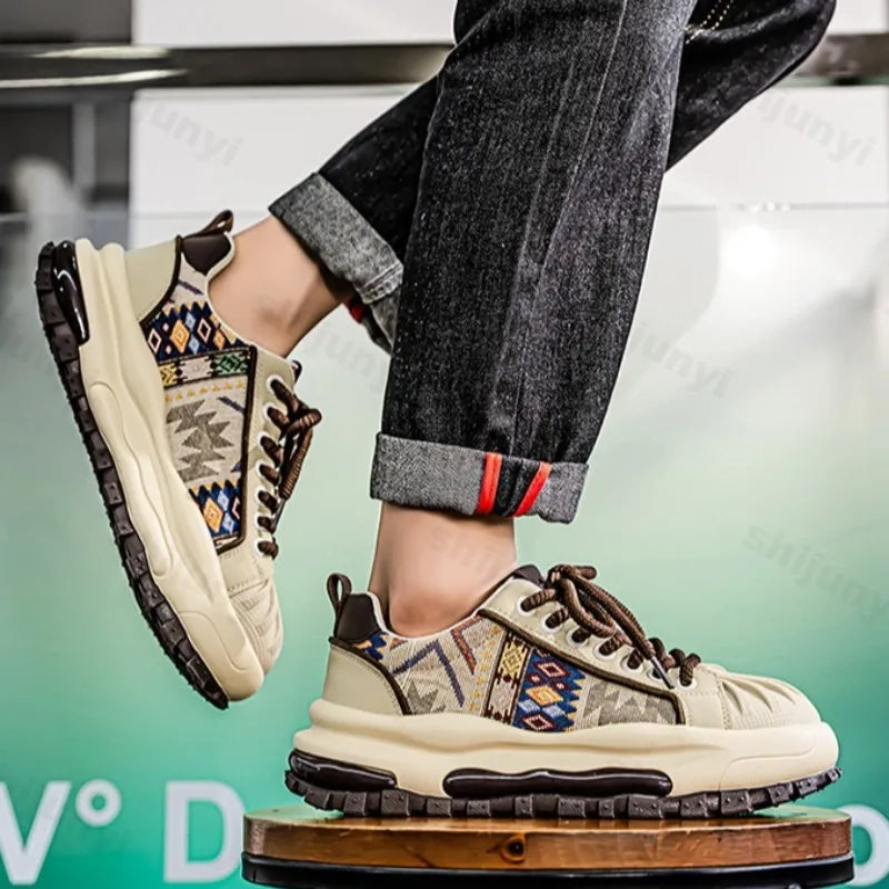 FBA Men's Low Top Thick Soled Platform Sneakers | Casual Sports Shoes