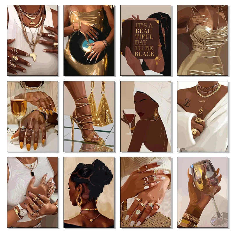 African Woman Jewelry Necklace Canvas Print | Modern Fashion Wall Art