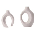Minimalist Imitation Ceramic Vase Set | Nordic Hollow Plastic Vases for Living Room, Bedroom & Shelf Decor (2 Pieces)