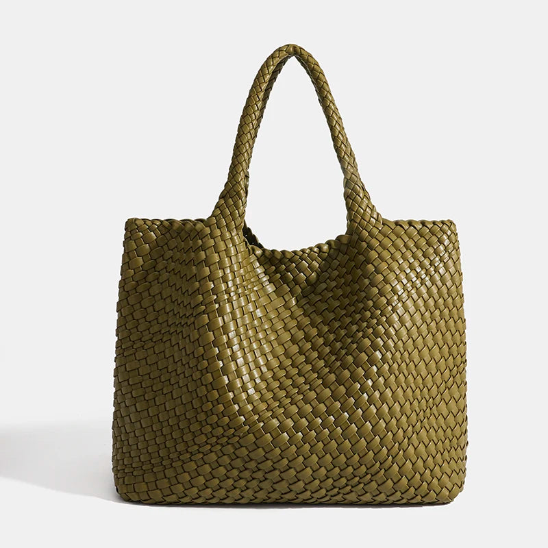 PU Woven Hobo Tote Bag with Coin Purse for Women – Soft Foldable Top-Handle Shoulder Bag