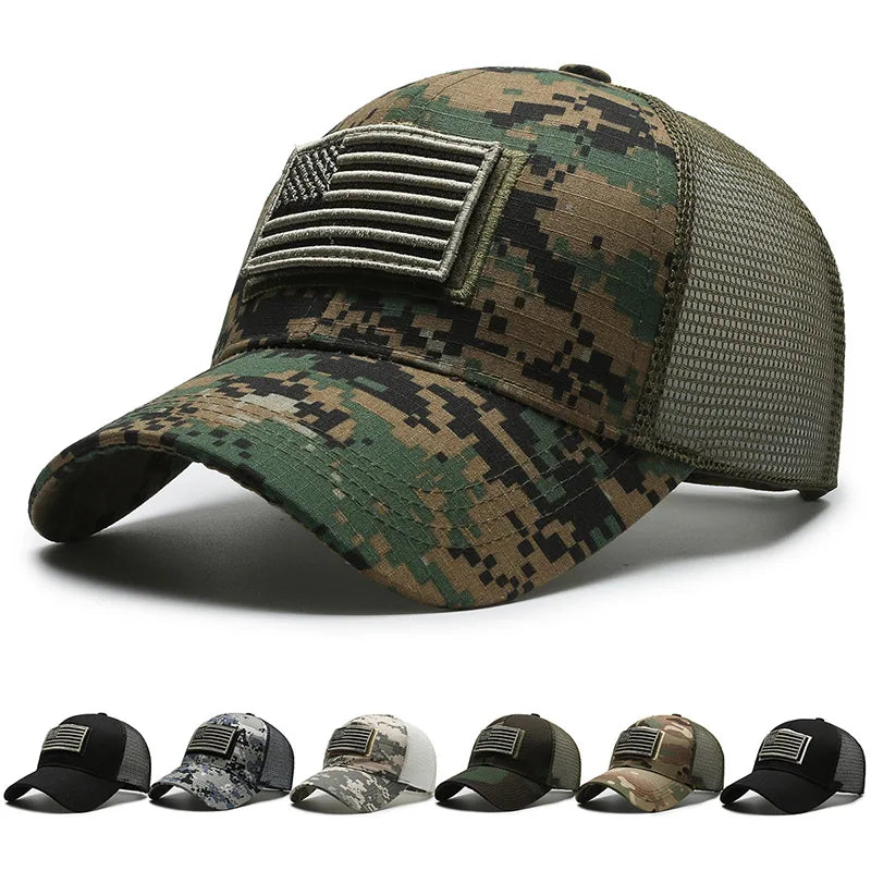 FBA Men's American Flag Camo Baseball Cap | Outdoor Tactical Hat
