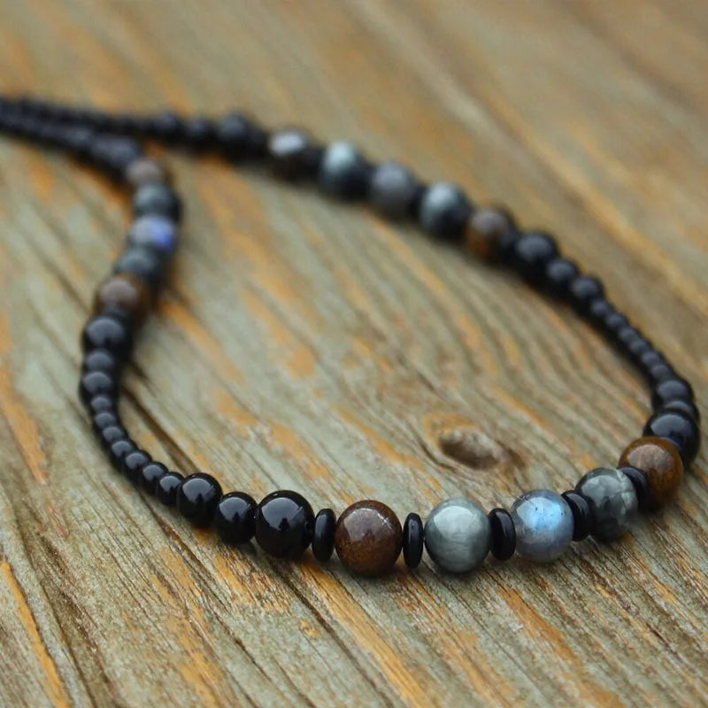 FBA Black & Blue Beaded Unisex Necklace | Menswear Jewelry