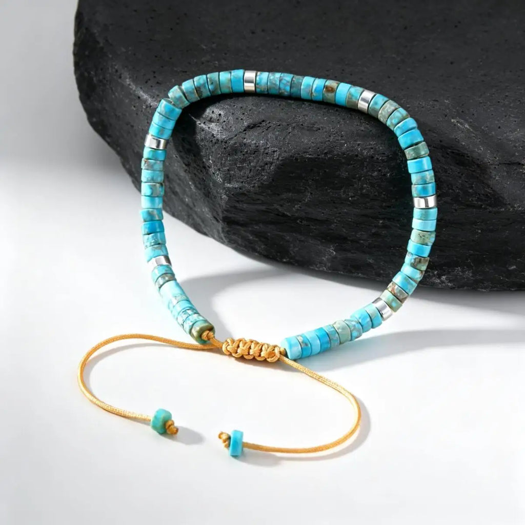 FBA Natural Blue Beaded Boho Bracelet for Men | Handmade Jewelry