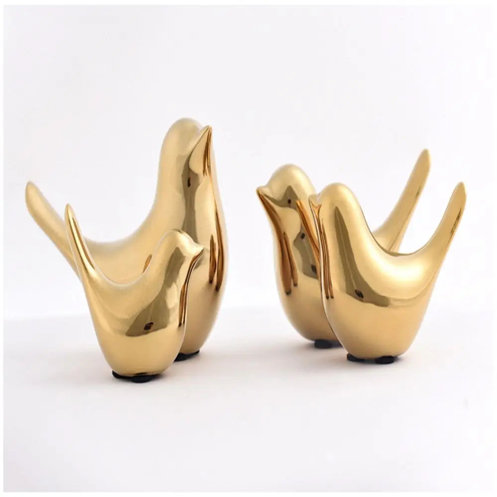 Nordic Gold Ceramic Bird Ornament | Modern Home Decor Figurine