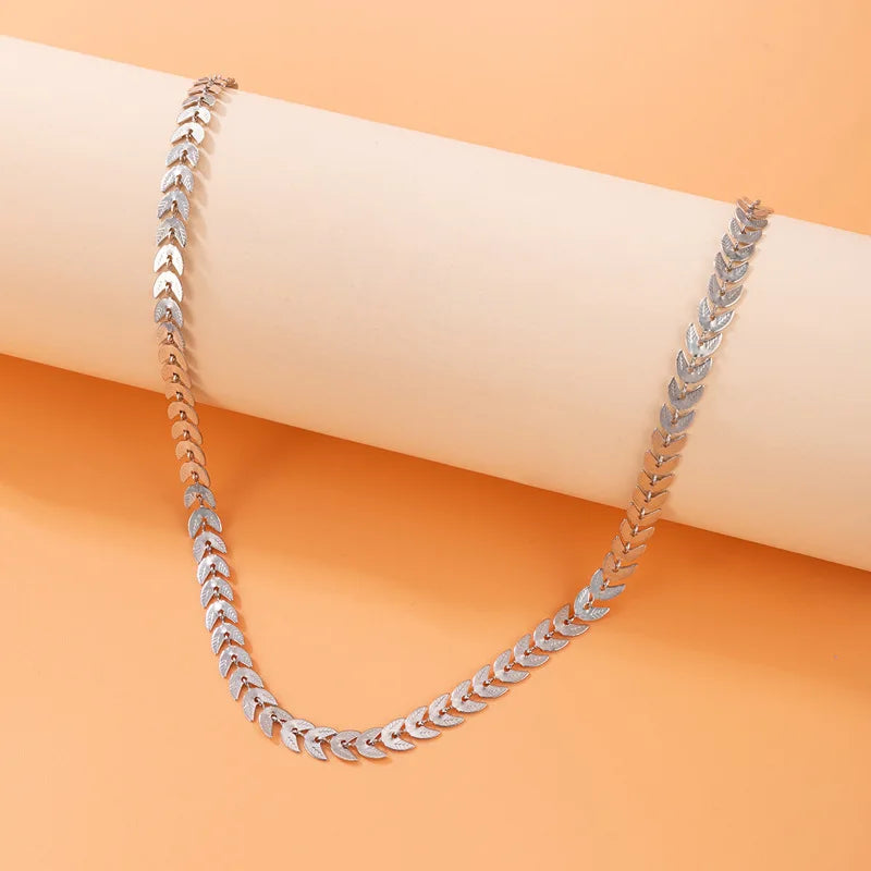 FBA Silver Arrow Fish Bone Choker Necklace | Women's Punk Jewelry