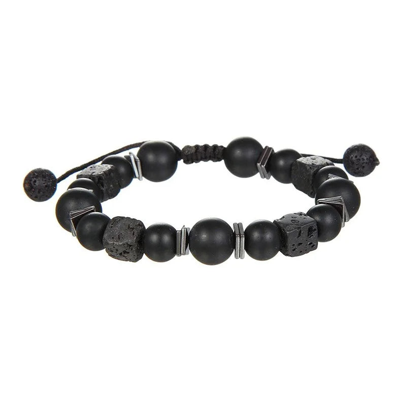 FBA Classic Black Natural Stone Adjustable Bracelet | Unisex Jewelry