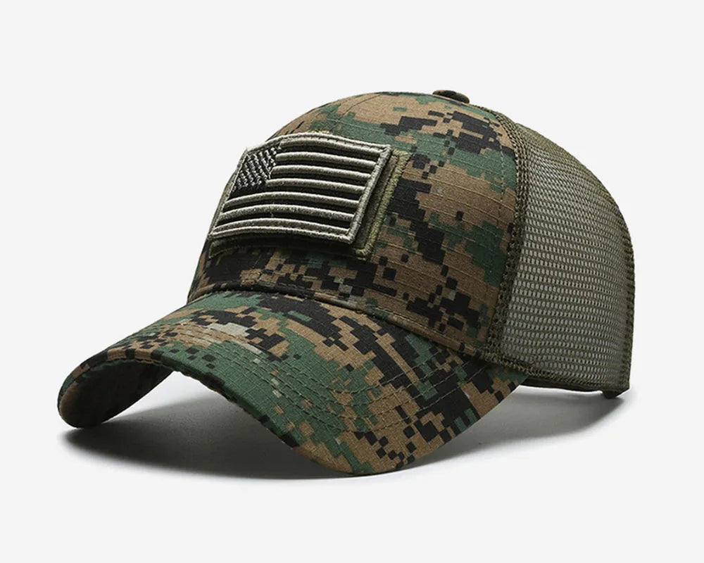 FBA Men's American Flag Camo Baseball Cap | Outdoor Tactical Hat