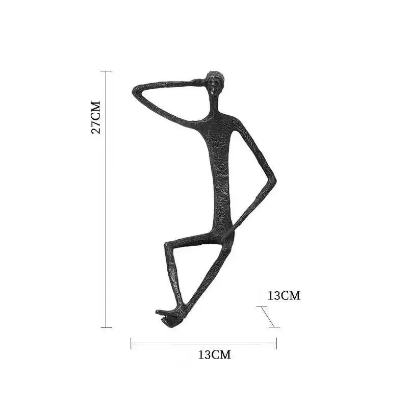 Abstract Metal Human Sculpture | Cast Iron Art Deco Desktop Ornament for Home Decor