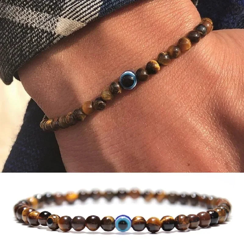 FBA Boho Tiger Eye Evil Eye Elastic Bracelet | Travel Jewelry Gift