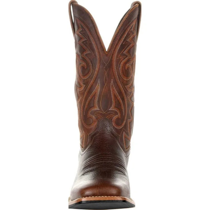 Women's Embroidered Western Cowgirl Mid-Calf Boot with Chunky Heel