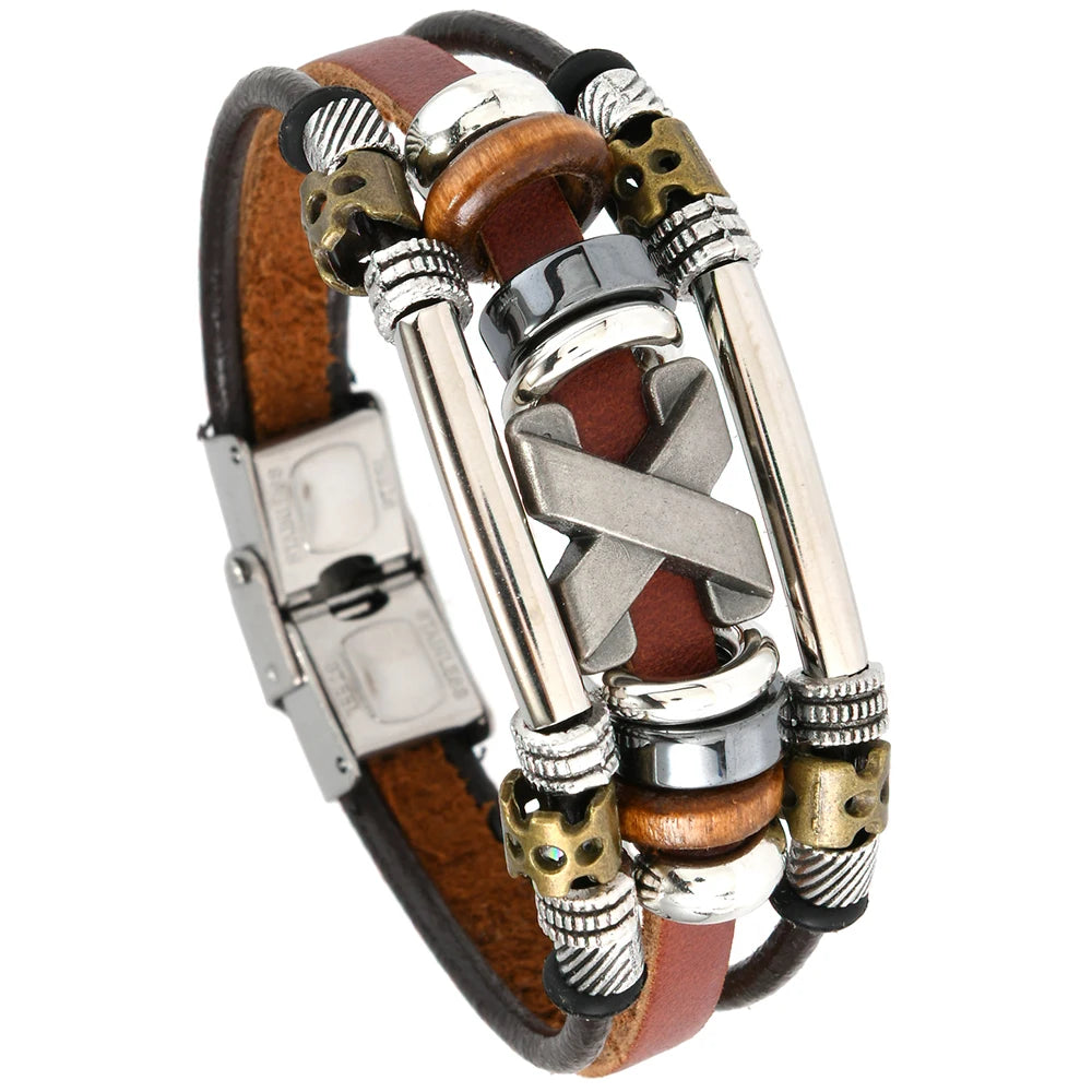 FBA Handmade Genuine Leather Beaded Bracelet | Unisex Jewelry