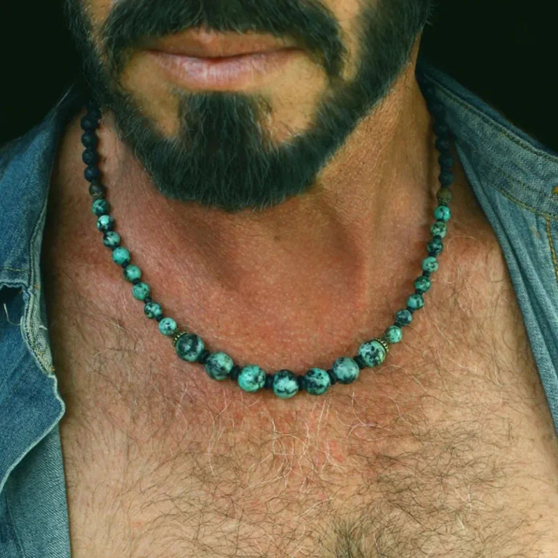 FBA Black & Blue Beaded Unisex Necklace | Menswear Jewelry