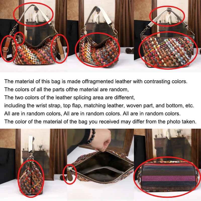 Genuine Leather Woven Tote Bag – Large Capacity Minimalist Single Shoulder & Crossbody Bag