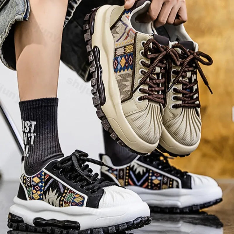 FBA Men's Low Top Thick Soled Platform Sneakers | Casual Sports Shoes