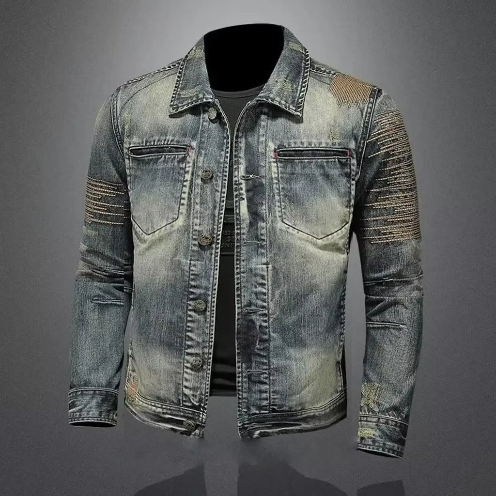 Men's Vintage Slim Fit Denim Jacket – Cowboy Trucker Motorcycle Jean Coat | Blue | M–4XL | FBA Vibes