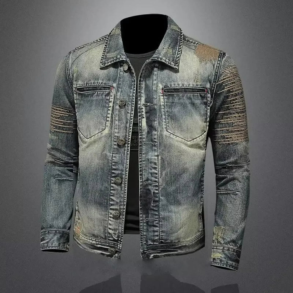 Men's Vintage Slim Fit Denim Jacket – Cowboy Trucker Motorcycle Jean Coat | Blue | M–4XL | FBA Vibes