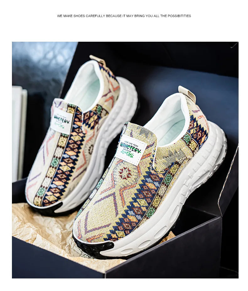 FBA Bohemia Print Canvas Sneakers | Breathable Anti-Slip Casual Shoes