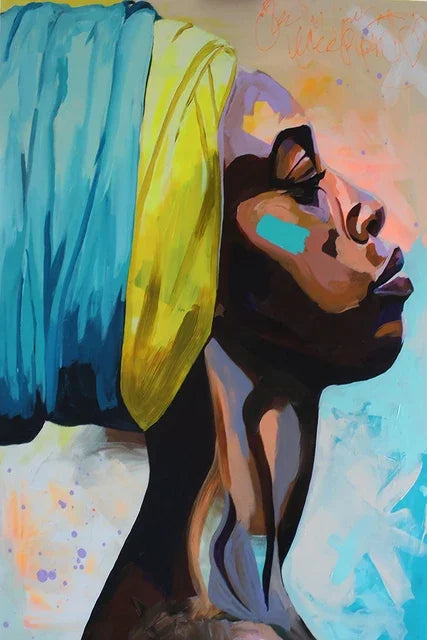 Abstract African Woman Canvas Print | Modern Girl Wall Art for Living Room