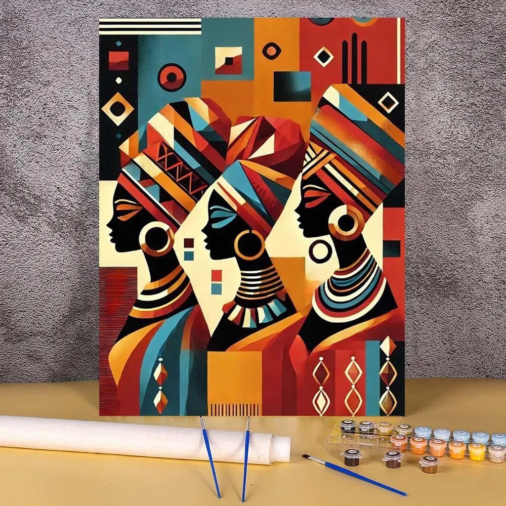 African Woman Paint by Numbers Kit | DIY Oil Painting on Canvas | Wall Art Gift
