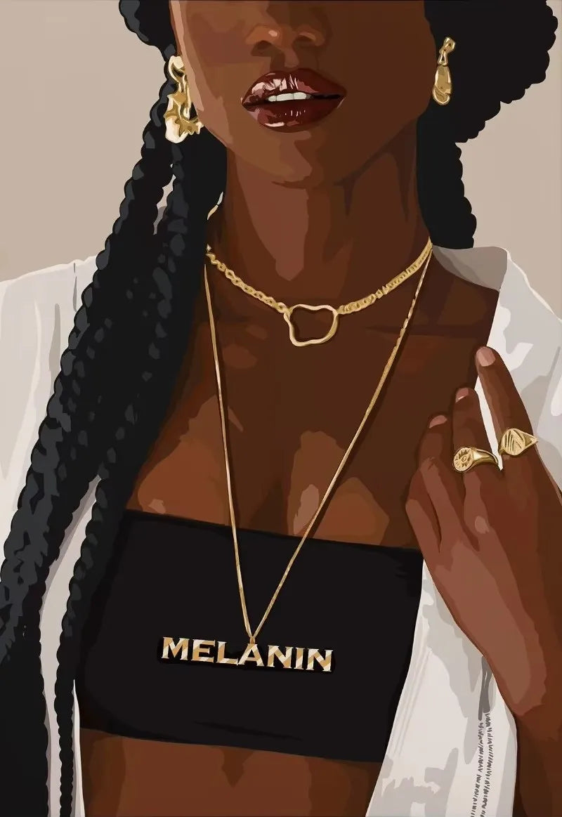 African Woman Jewelry Necklace Canvas Print | Modern Fashion Wall Art