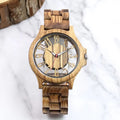 FBA Men's Handmade Engraved Wood Watch | Analog Quartz Wooden Wristwatch