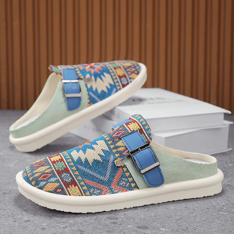 FBA Men's Canvas Half Slipper Party Sandals | Anti-Slip Casual Shoes