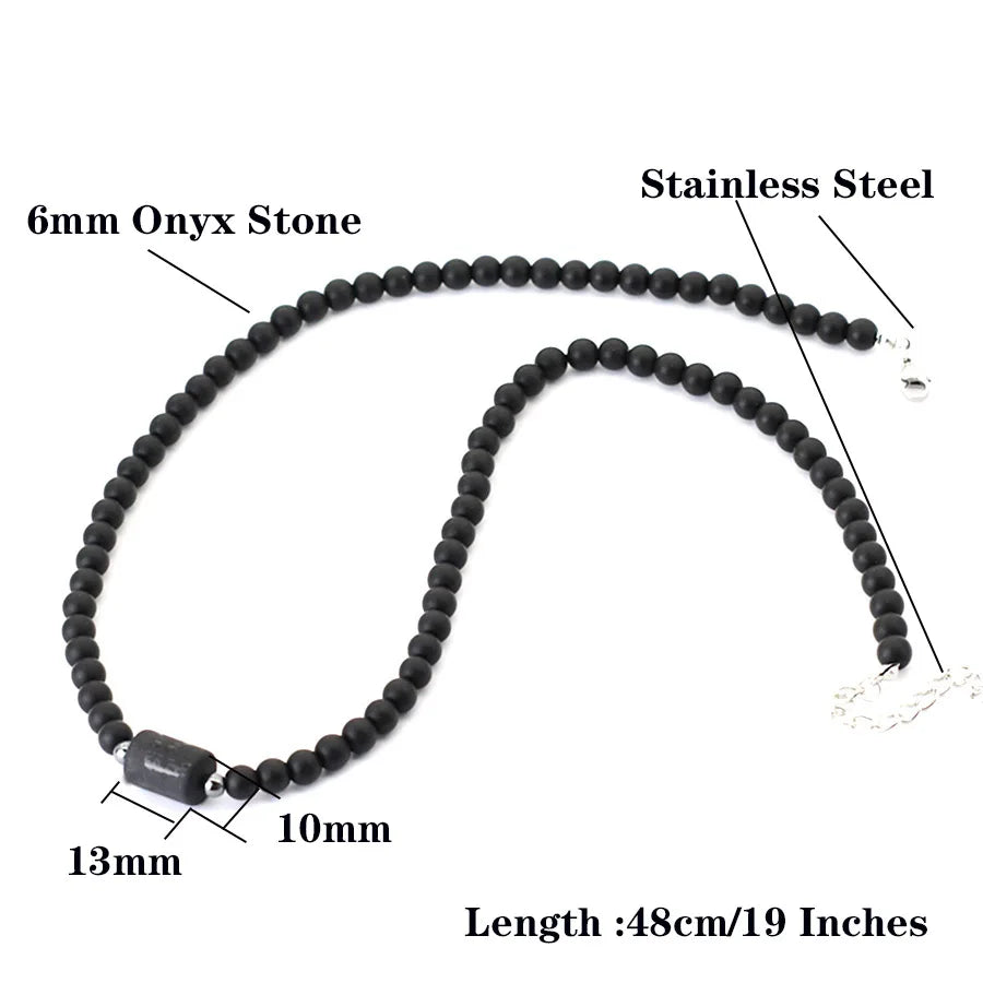 FBA 12 Constellations Black Onyx Beaded Necklace | Men's Jewelry
