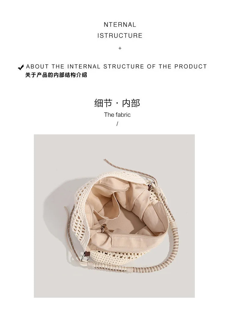 Woven Hobo Shoulder Bag with Tassel for Women – Large Capacity Beach Tote & Travel Straw Bag