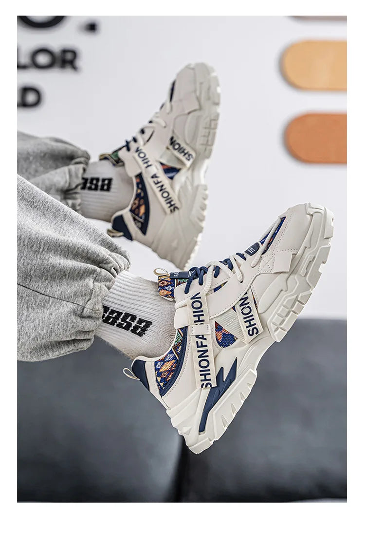 Men's Running Shoes 2025 New Summer Original Design Versatile Casual Thick Bottom Heightening Dad Trendy Sneakers PU Mesh Lin...