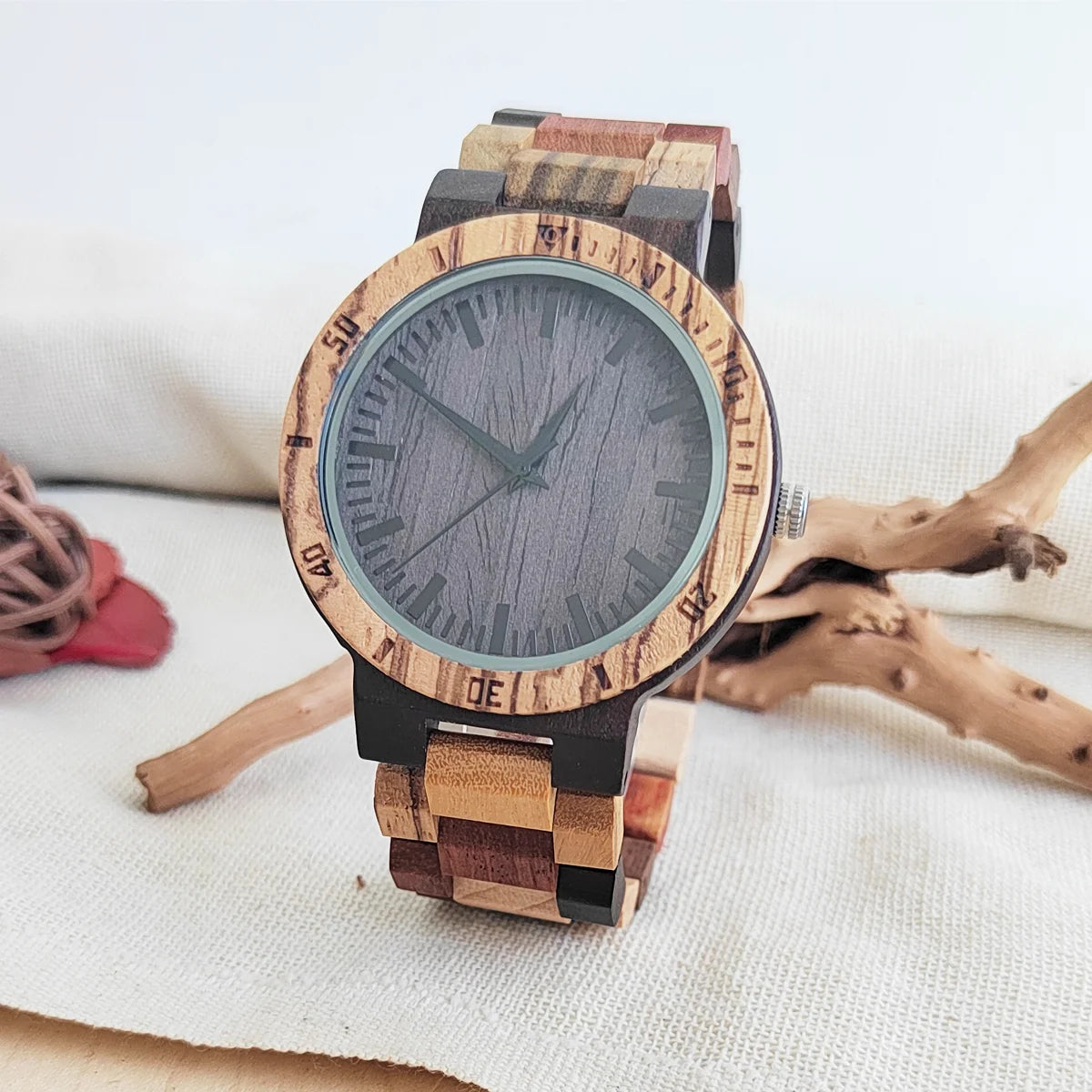 FBA Unisex Vintage Wood Watch | Leather Strap Quartz Wristwatch