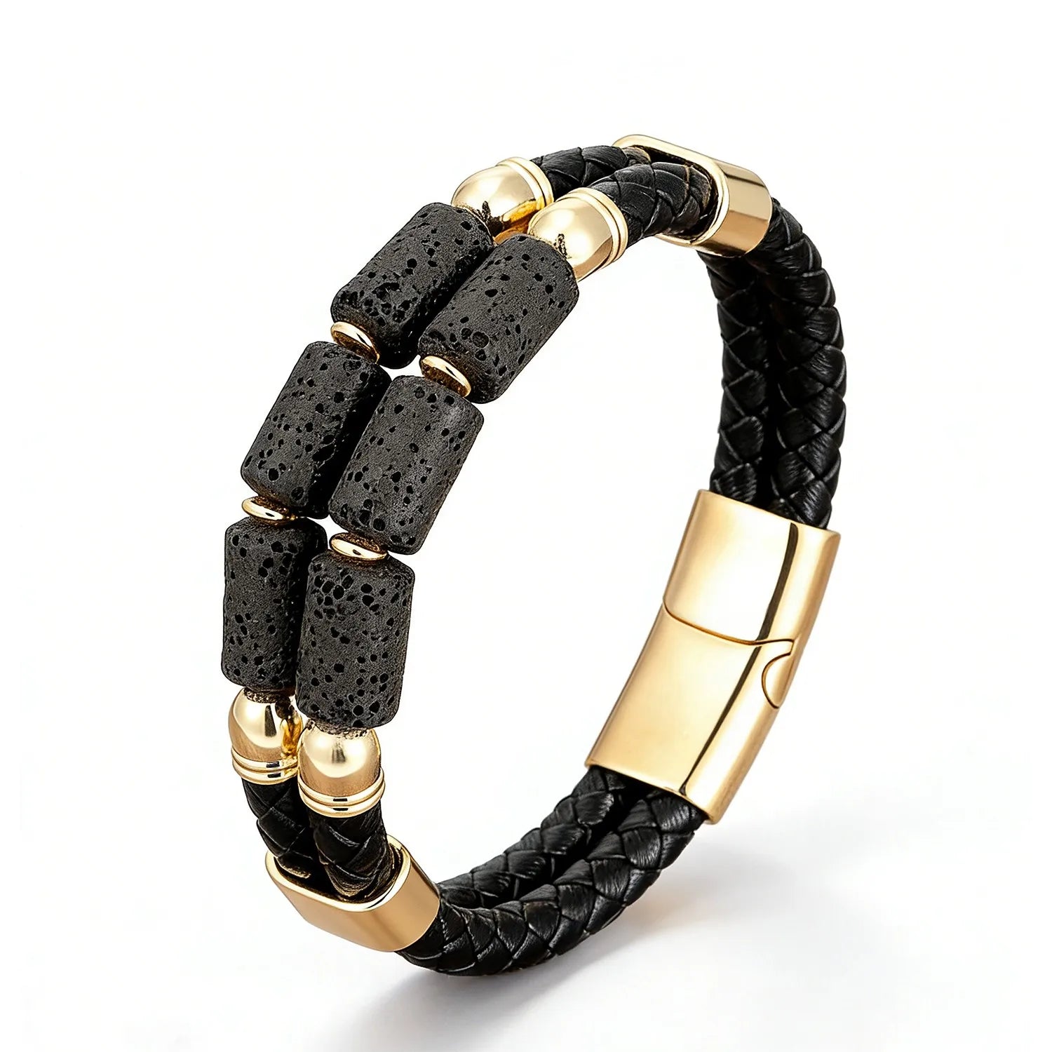 FBA Men's Natural Agate Leather Bracelet | Multi-Color Crystal Healing Jewelry