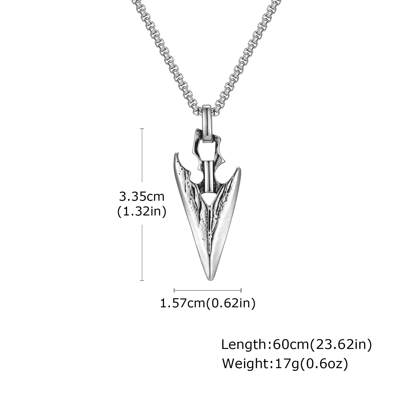 FBA Spear Point Arrowhead Necklace for Men | Stainless Steel Punk Jewelry
