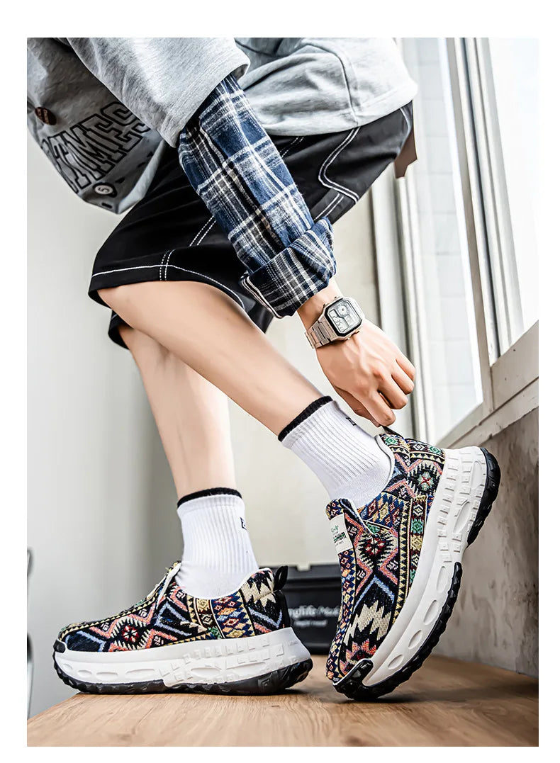 FBA Bohemia Print Canvas Sneakers | Breathable Anti-Slip Casual Shoes