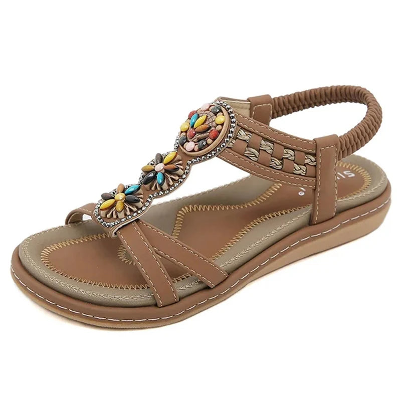FBA Women's Soft Sole Bohemian Beach Sandals | Flat Bottom Fashion Shoes