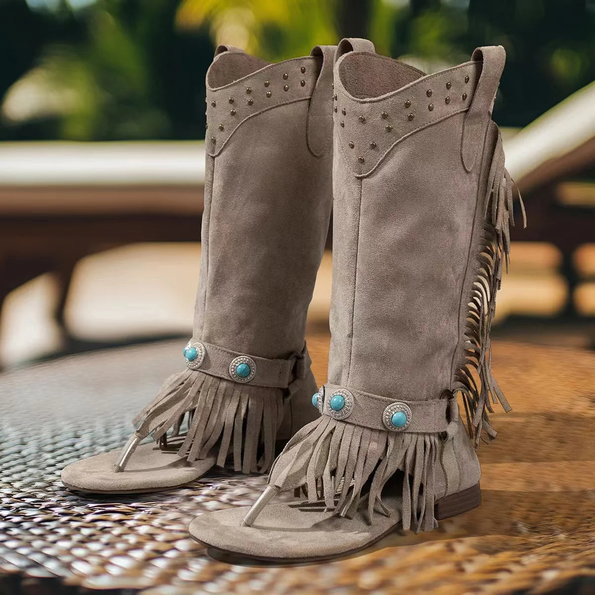 Women's Tassel Rhinestone Western Cowgirl Ankle Boot — Boho Summer Style